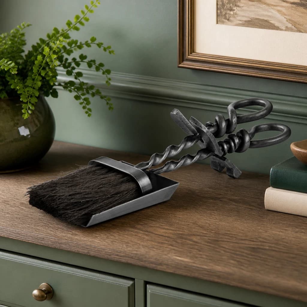 Silver Hearth Tidy Set With Hand Turned Loop Handle - Decorative, photo 1 of 4