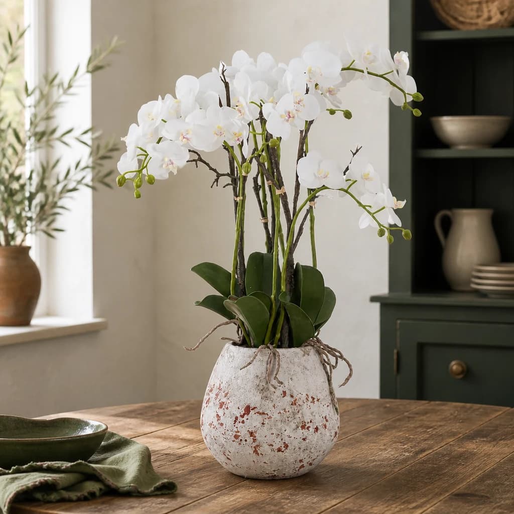 Large Stone Potted Orchid With Roots — Pack of 3 - Artificial plants & flowers, photo 1 of 3