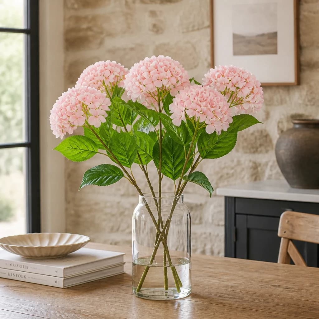 Single Pink Hydrangea — Pack of 5 - Artificial plants & flowers, photo 1 of 2