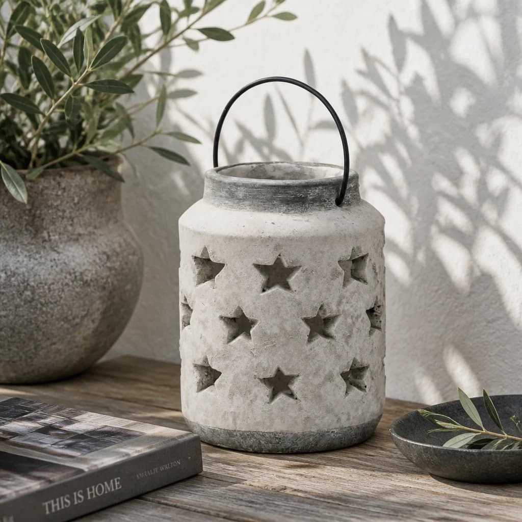 Bloomville Large Stone Star Lantern
