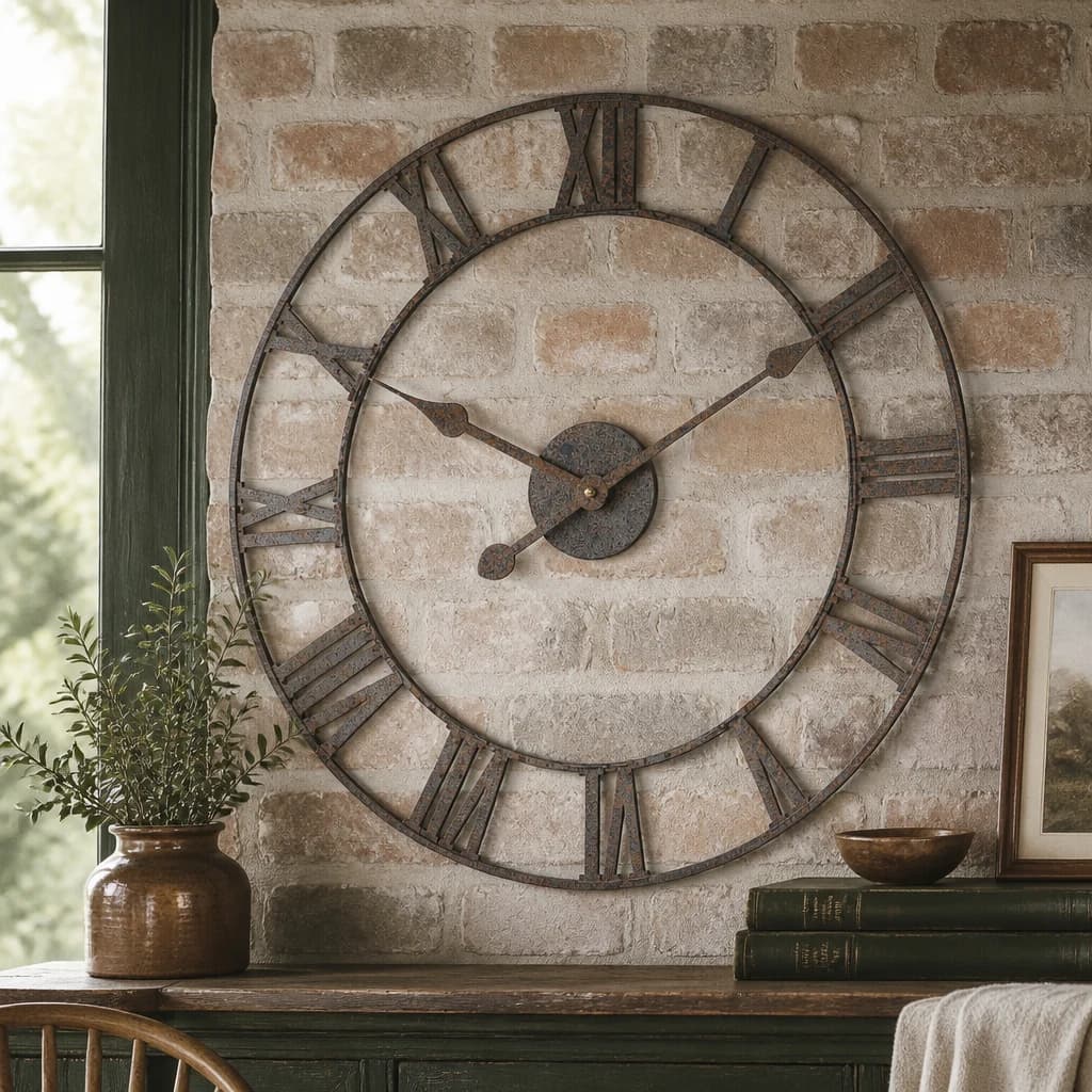 Rustic Wooden Clock With Aged Numerals And Hands