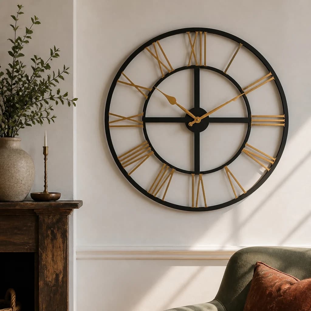Black And Gold Skeleton Clock