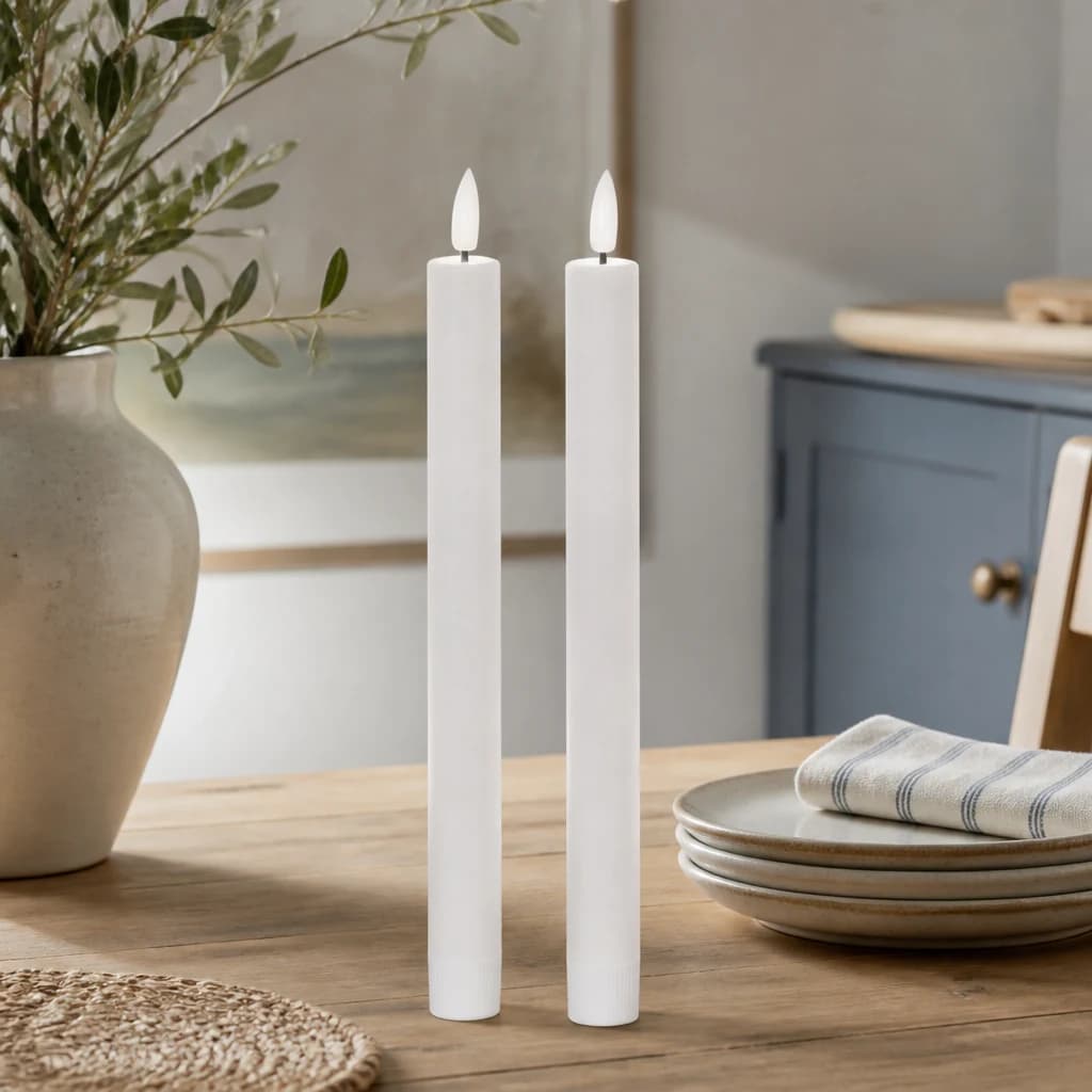 Luxe Collection Natural Glow S/ 2 White LED Dinner Candles