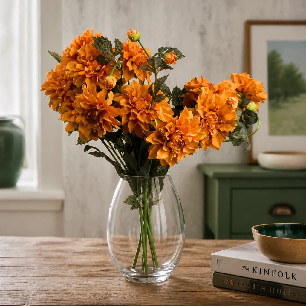 Orange Dahlia Spray — Pack of 5 - Artificial plants & flowers, photo 1 of 4