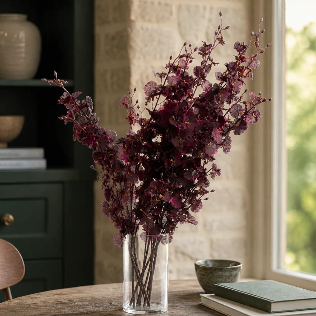 Deep Burgundy Orchid Spray — Pack of 5 - Artificial plants & flowers, photo 1 of 2