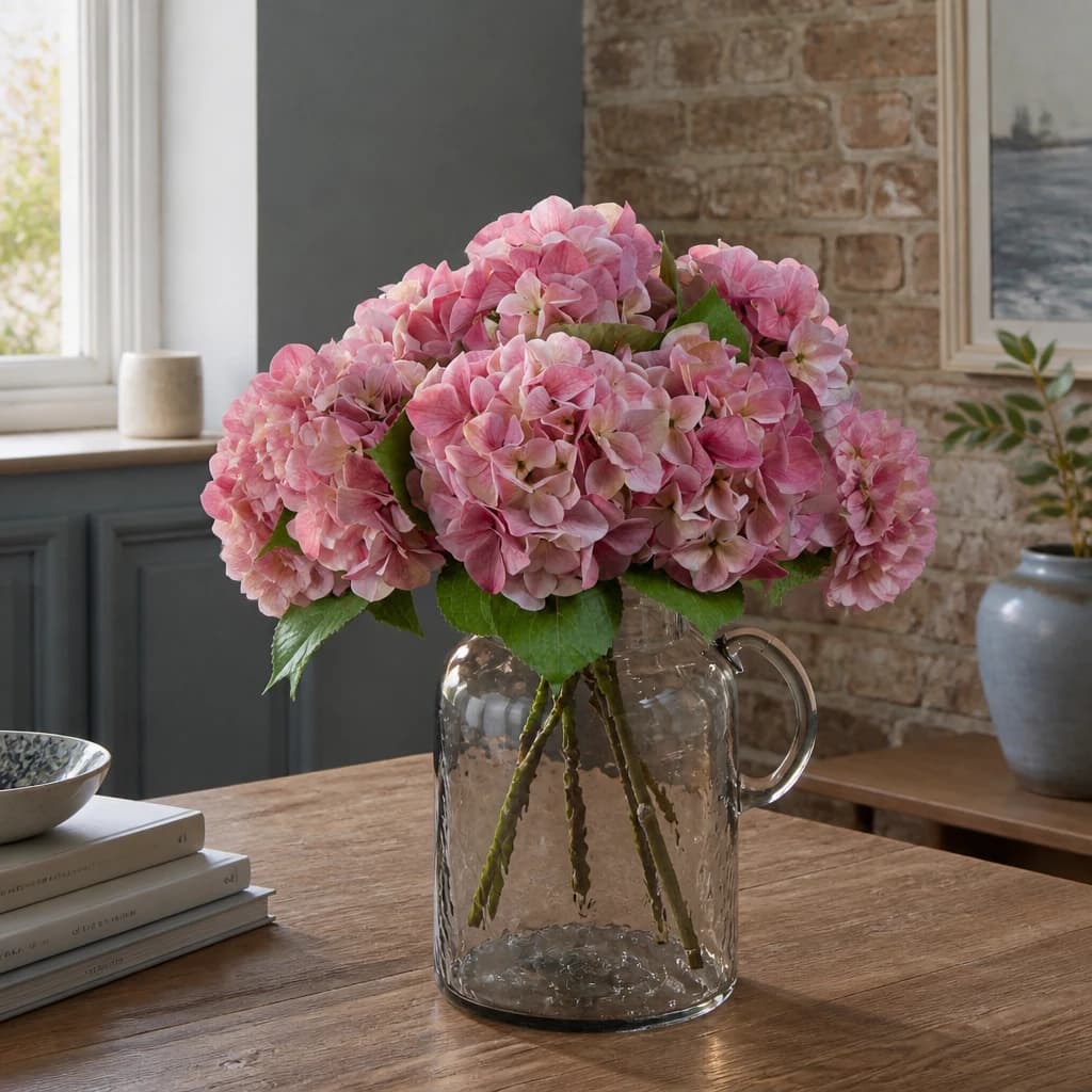Shabby Pink Single Hydrangea — Pack of 5 - Artificial plants & flowers, photo 1 of 5