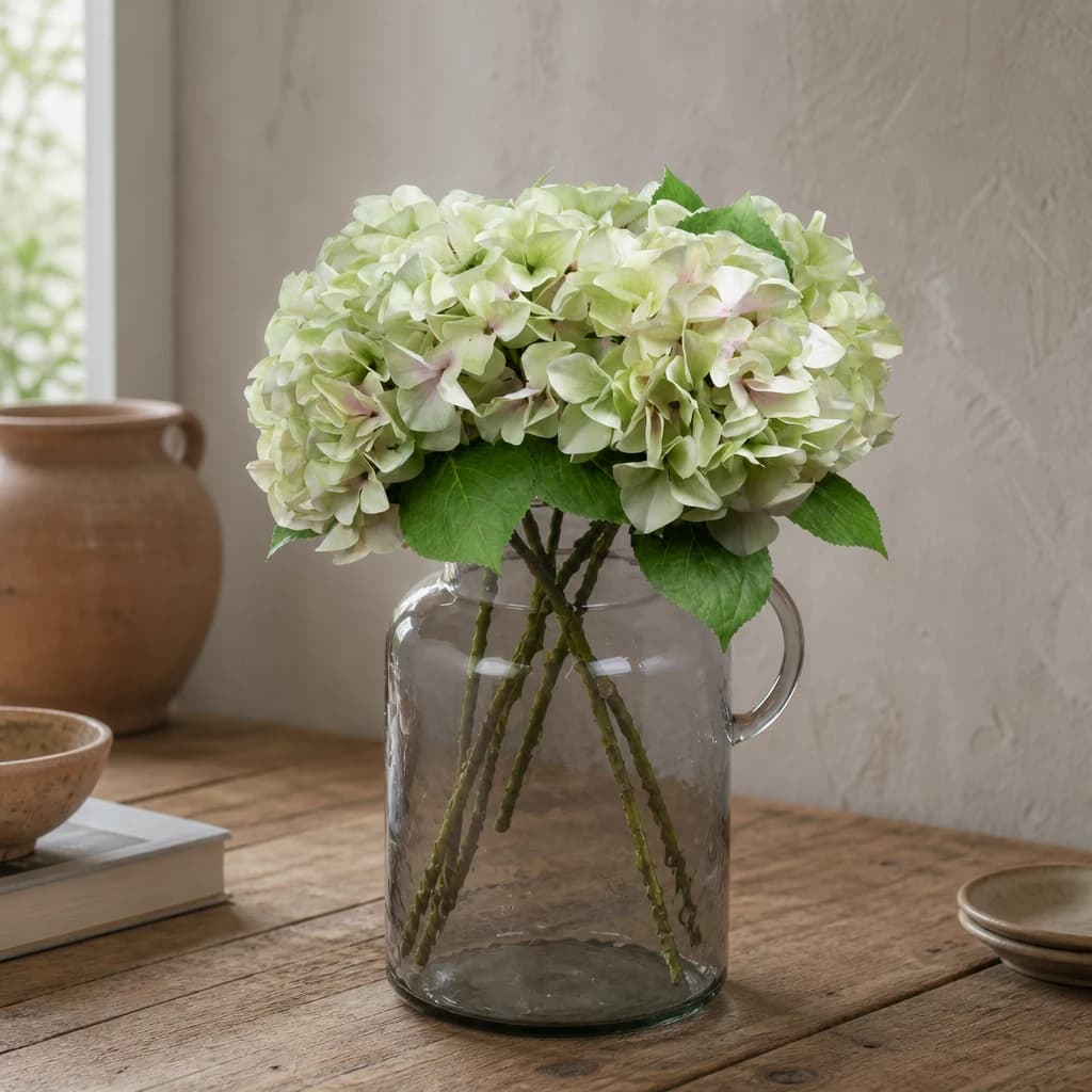 Shabby Green Single Hydrangea — Pack of 5 - Artificial plants & flowers, photo 1 of 4