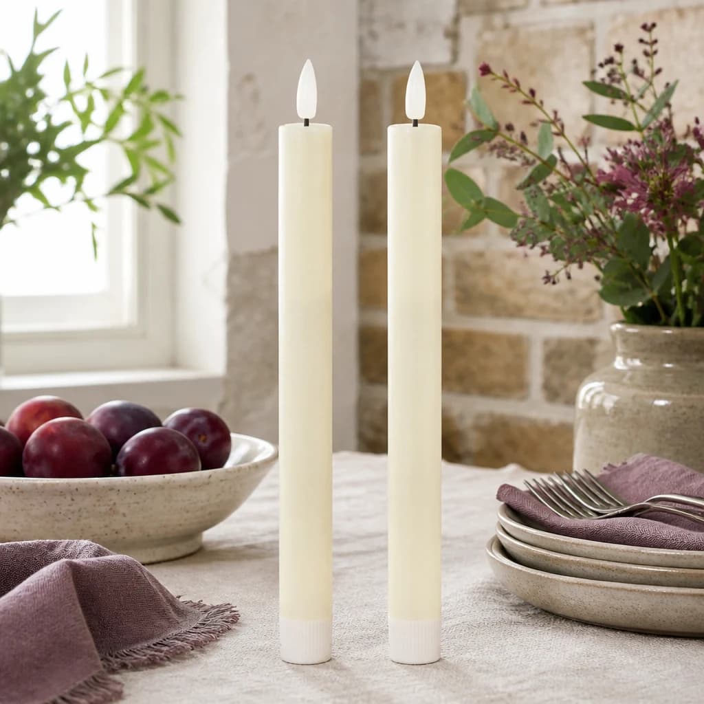 Luxe Collection Natural Glow S/ 2 Ivory LED Dinner Candles