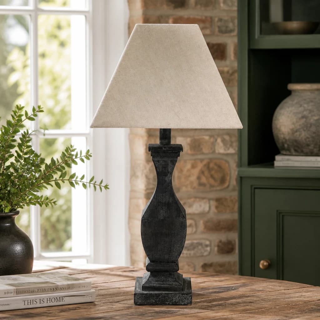 Incia Fluted Wooden Table Lamp - Table lamps, photo 1 of 6