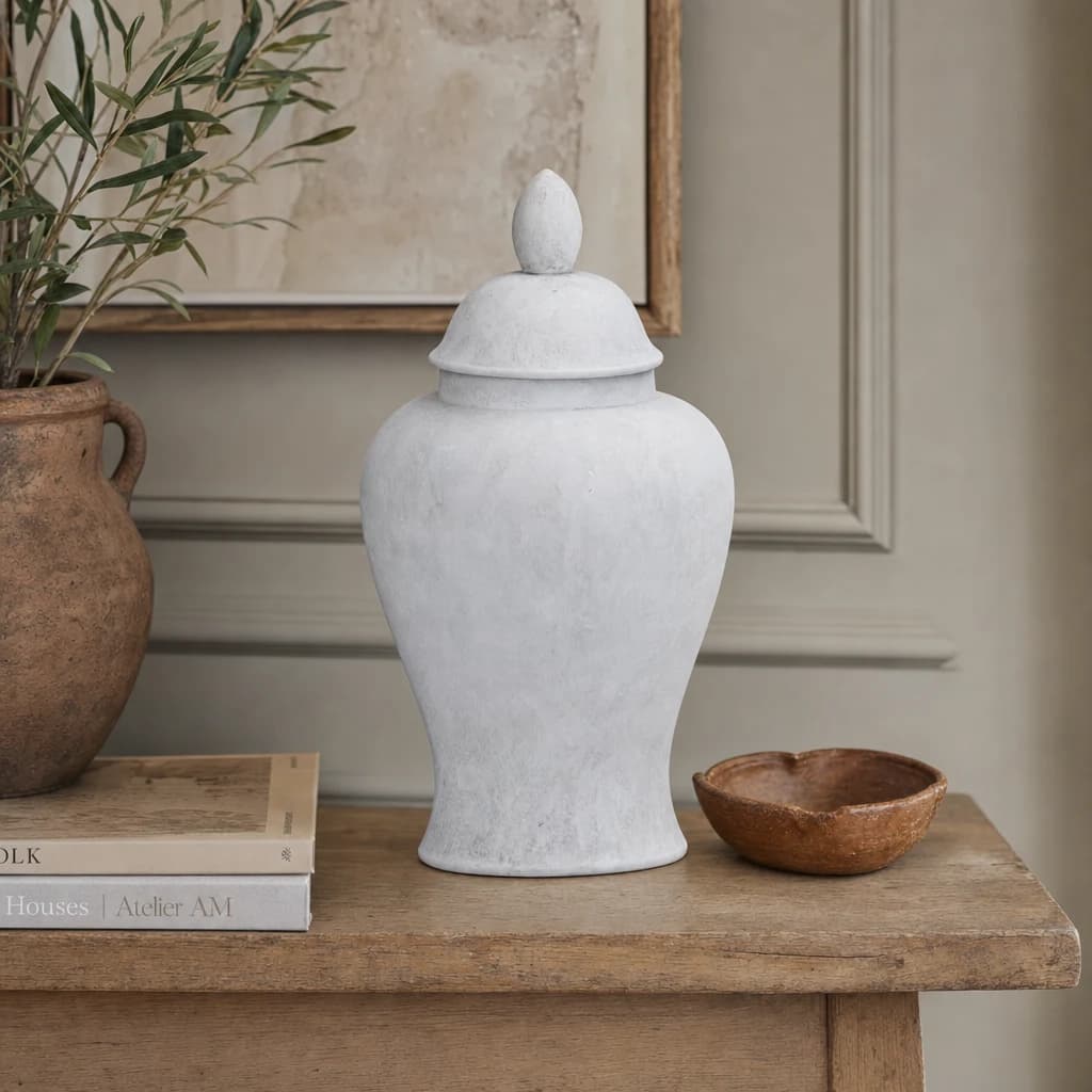 Darcy Large Stone Ginger Jar - Vases, photo 1 of 3