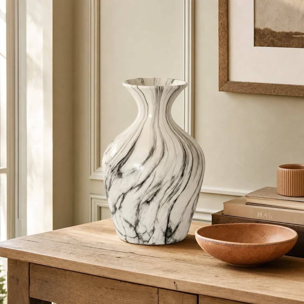 Marble Effect Ellipse Large Vase - Vases, photo 1 of 6