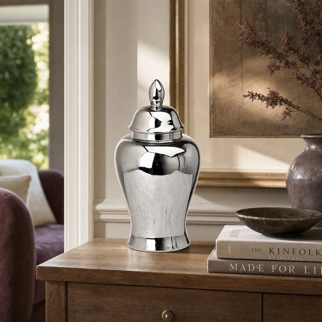 Chrome Large Ginger Jar - Vases, photo 1 of 2