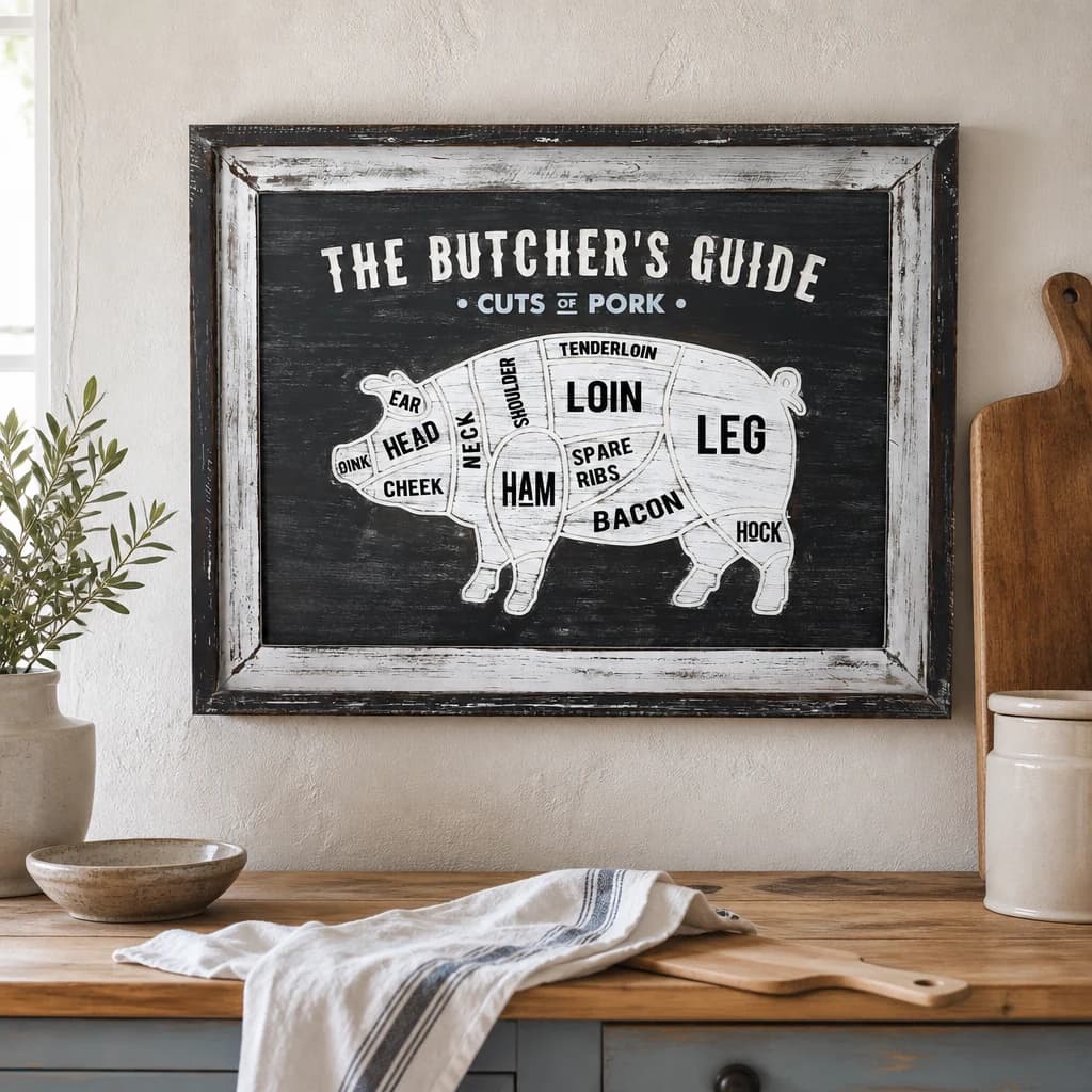 Butchers Cuts Pork Wall Plaque - Sculptures & ornaments, photo 1 of 2