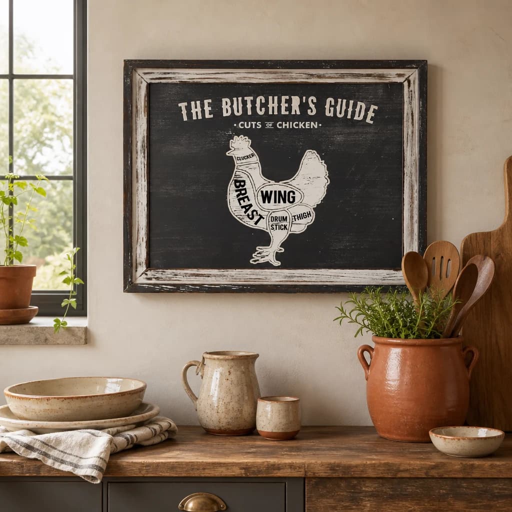 Butchers Cuts Chicken Wall Plaque - Sculptures & ornaments, photo 1 of 3