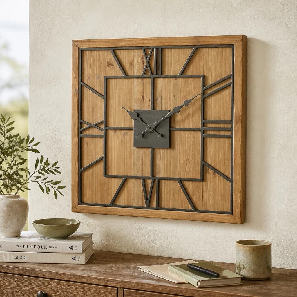 Williston Square Wooden Wall Clock