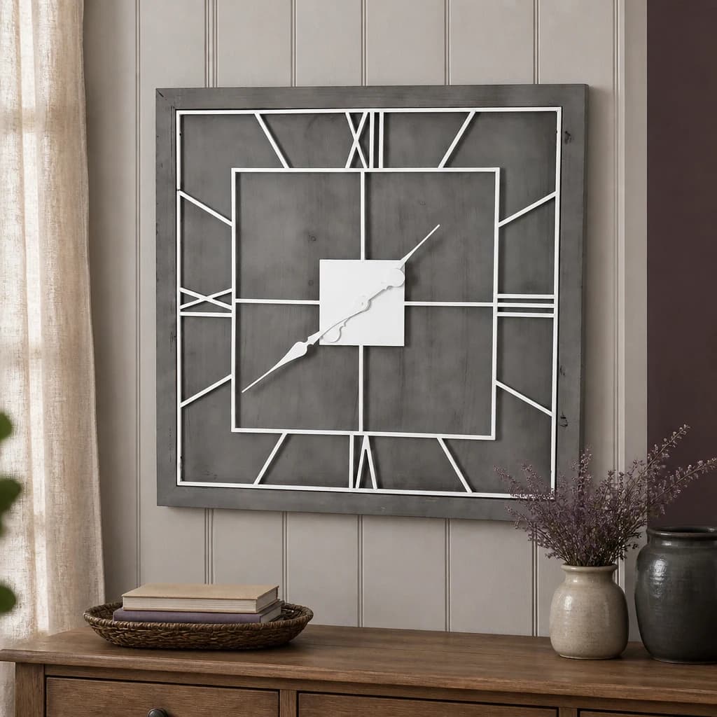 Williston Grey Square Wall Clock - Clocks, photo 1 of 4