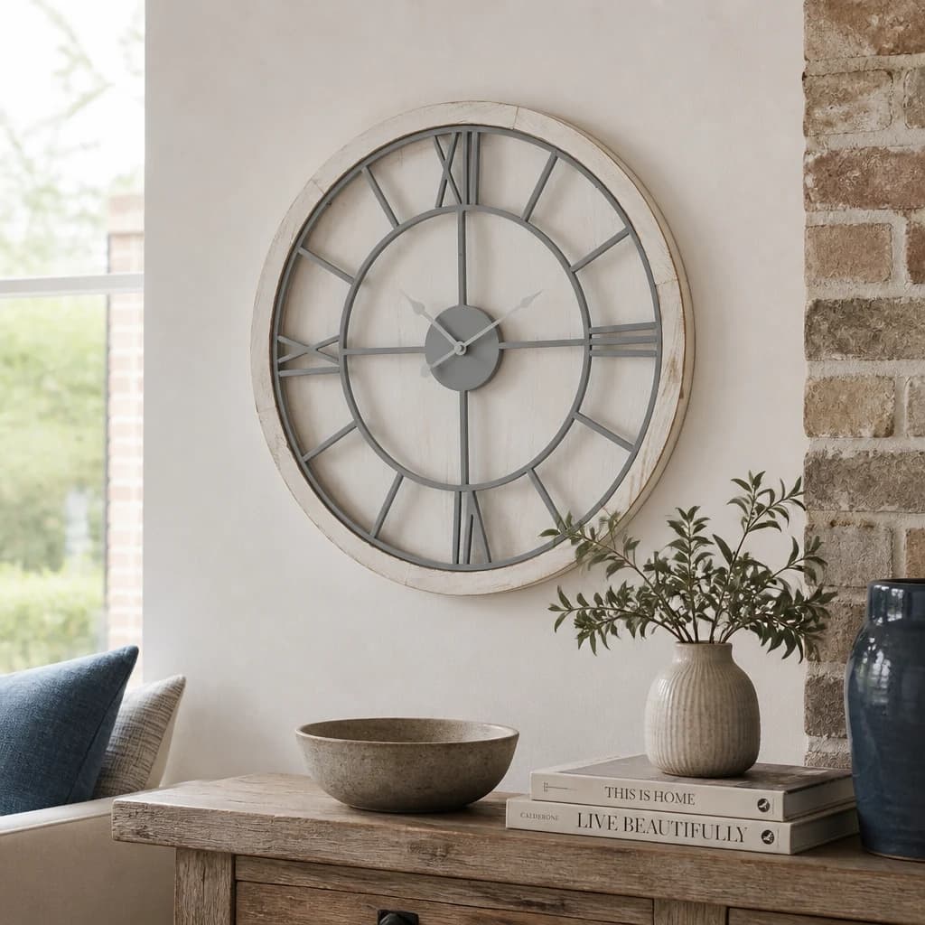 Williston White Wall Clock - Clocks, photo 1 of 5