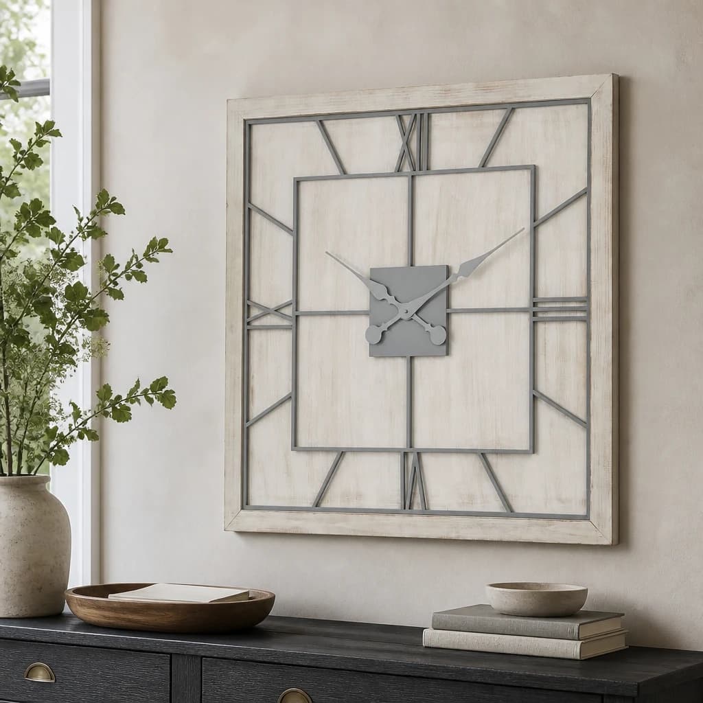Williston White Square Large Wall Clock - Clocks, photo 1 of 3
