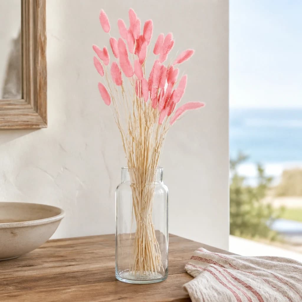 Dried Pale Pink Bunny Tail Bunch Of 40 — Pack of 3 - Artificial plants & flowers