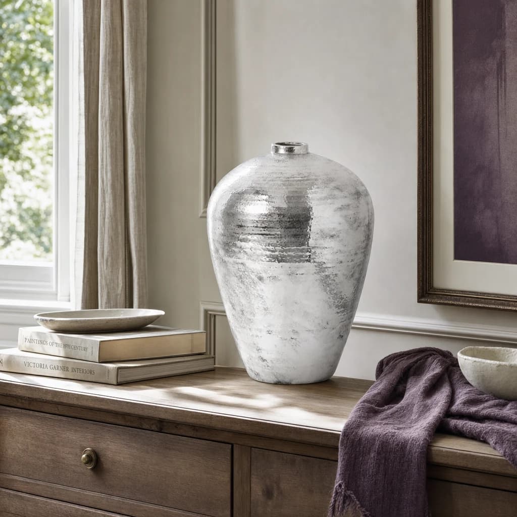 Large Hammered Silver Astral Vase - Vases, photo 1 of 3