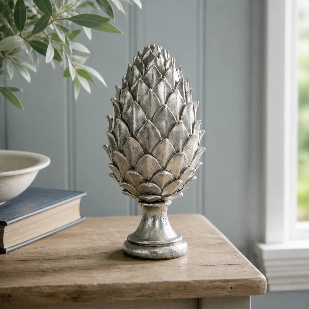Tall Silver Pinecone Finial - Artificial plants & flowers, photo 1 of 3
