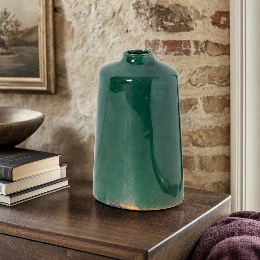 Garda Emerald Glazed Liv Vase - Vases, photo 1 of 3