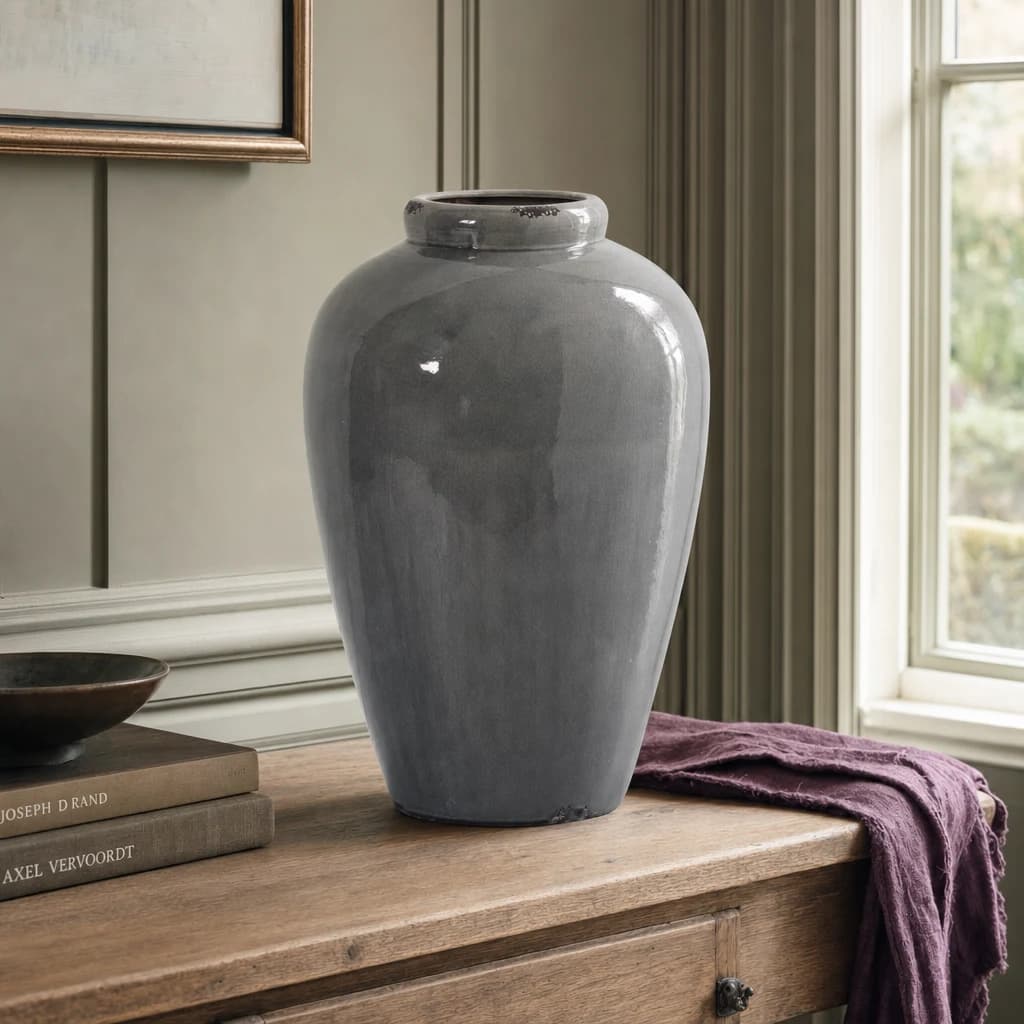 Garda Grey Glazed Tall Juniper Vase - Vases, photo 1 of 3