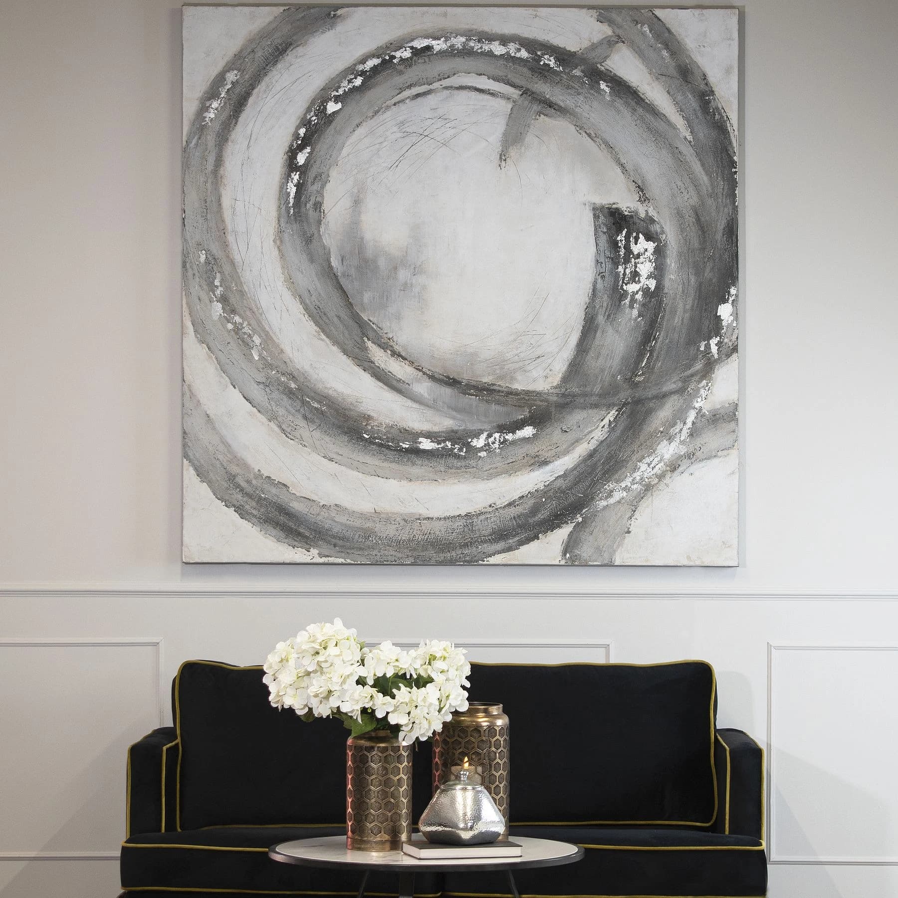 Galaxy Silver And Grey Hand Painted Canvas - Wall art & frames, photo 5 of 5