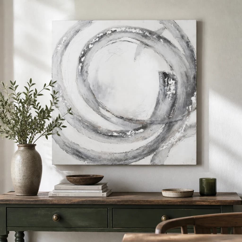 Galaxy Silver And Grey Hand Painted Canvas - Wall art & frames, photo 1 of 5