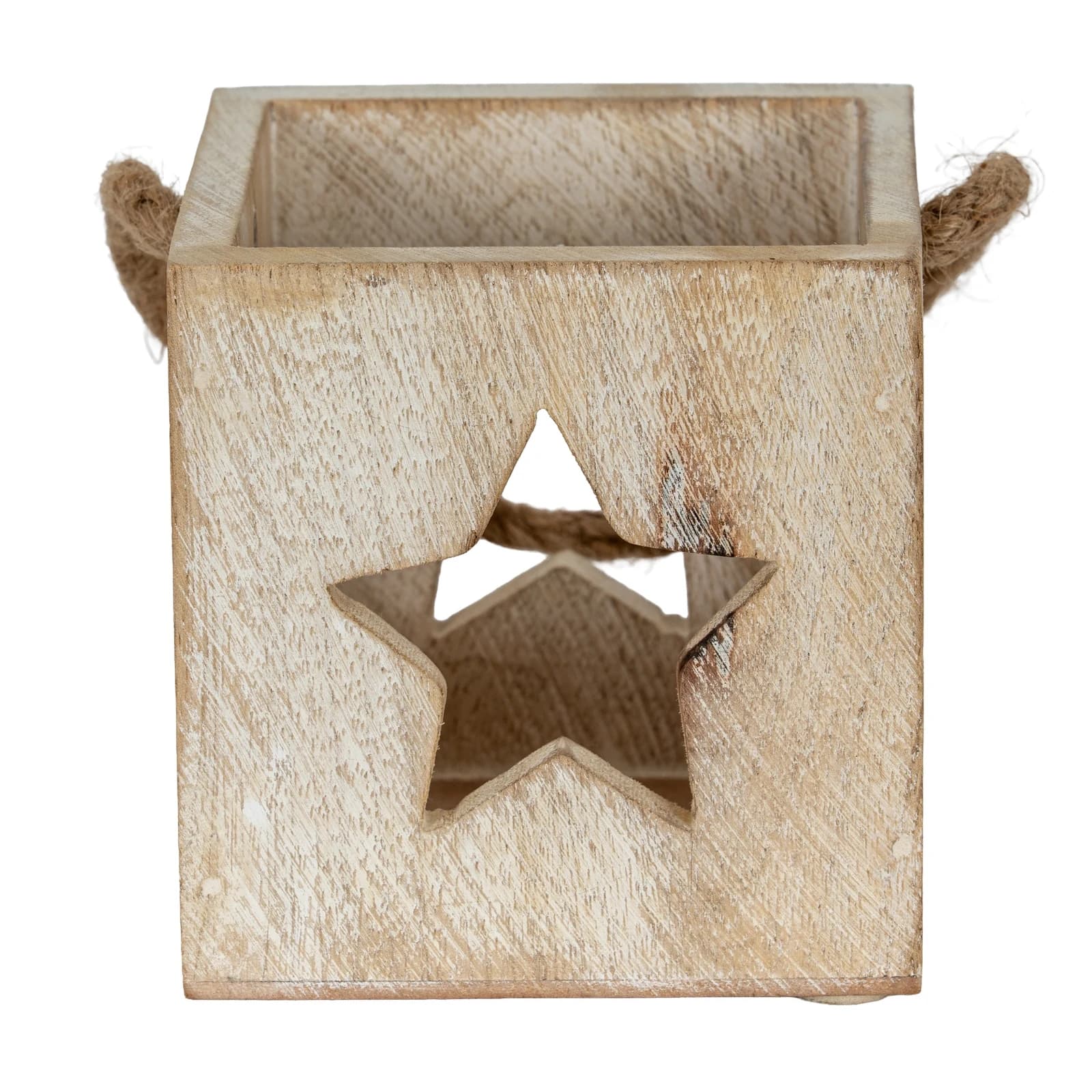Washed Wood Star Tealight Candle Holder - Candles, photo 2 of 4
