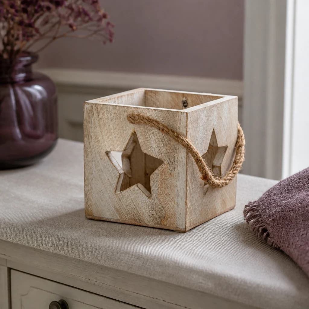 Washed Wood Star Tealight Candle Holder - Candles, photo 1 of 4