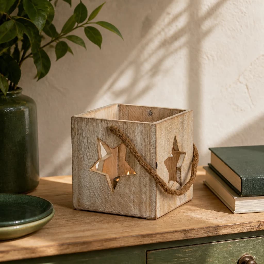 Washed Wood Large Star Tealight Candle Holder - Candles, photo 1 of 5