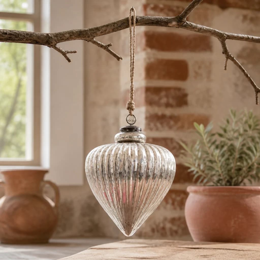 The Noel Collection Antique Silver Large Vallupe Bauble - Sculptures & ornaments, photo 1 of 3