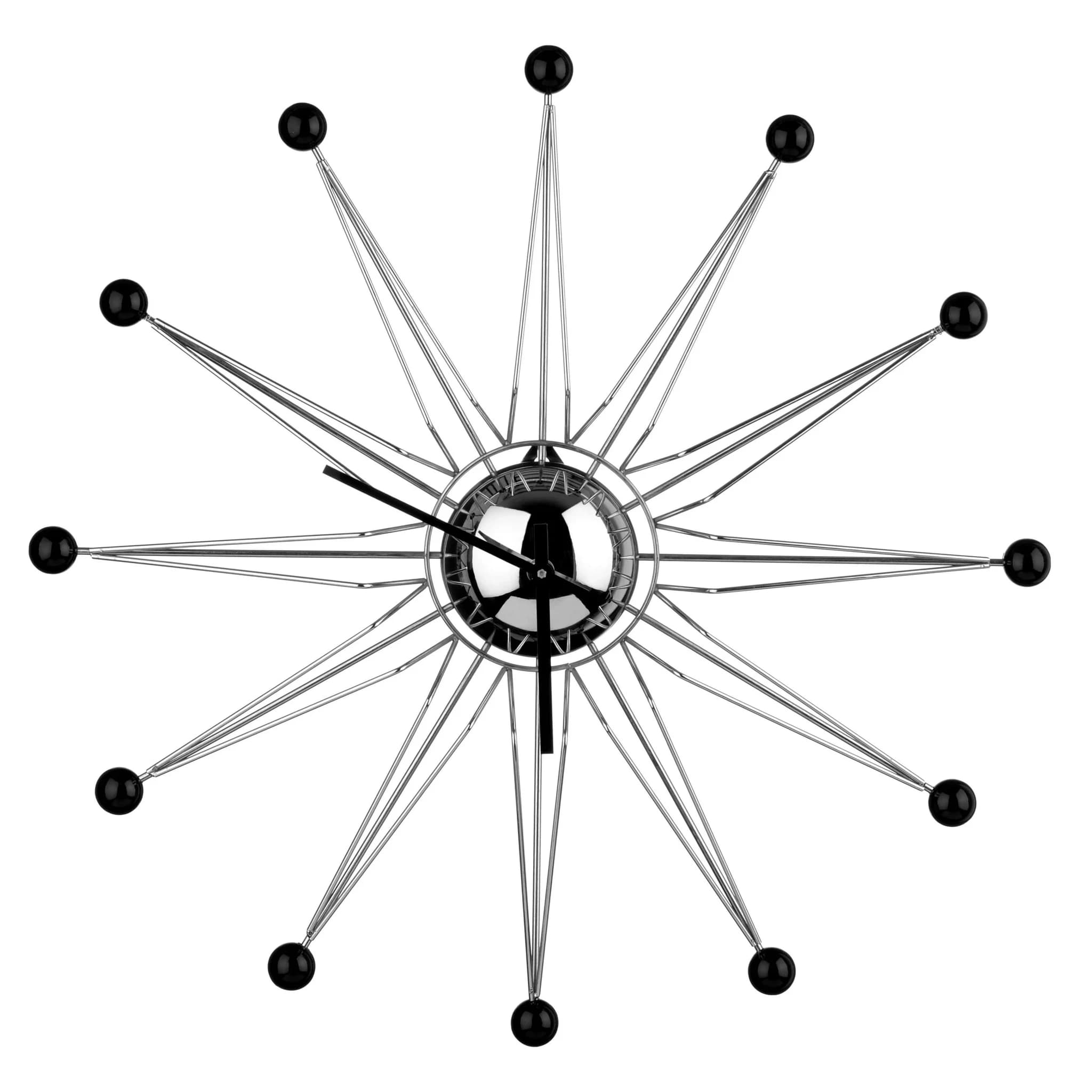 Zizzi 50cm Dia Metal and Black Balls Wall Clock - Decorative, photo 2 of 2