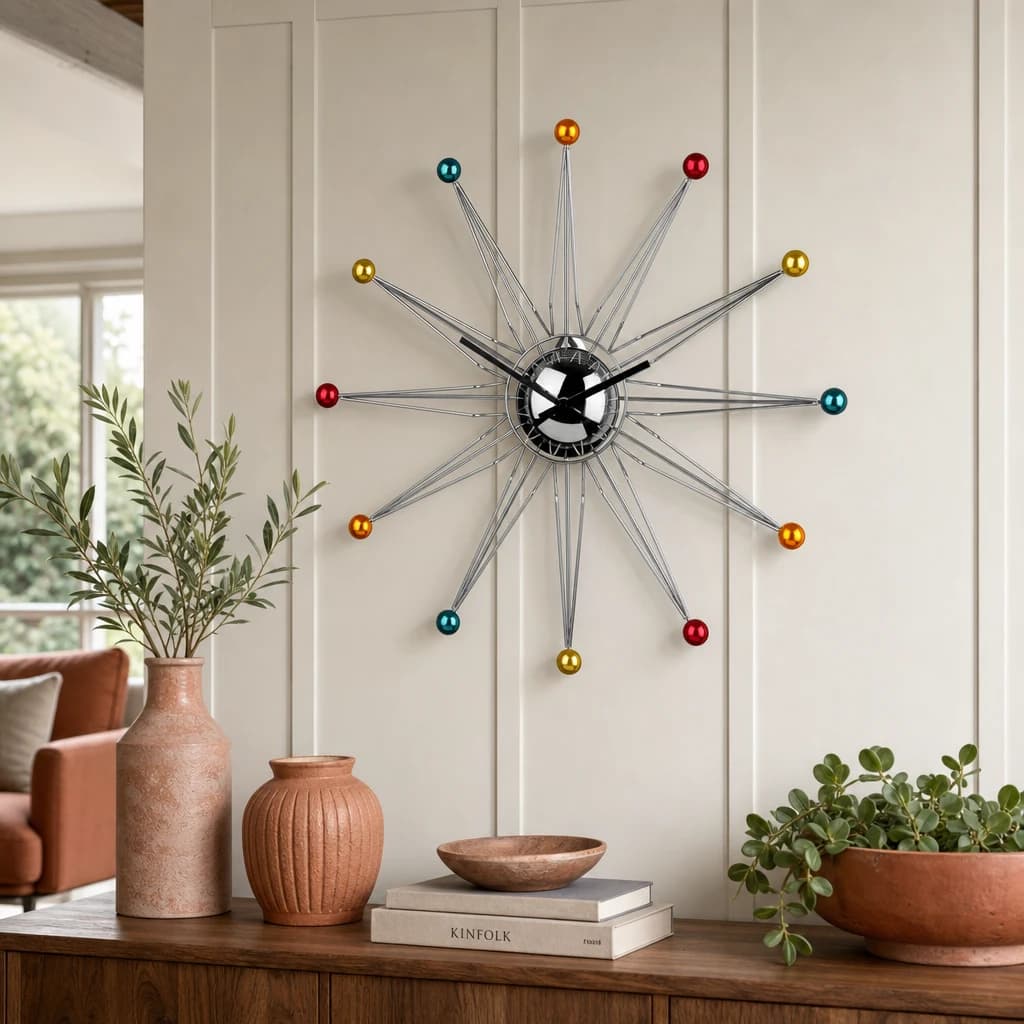 Zizzi 50cm Dia Multicoloured Balls Wall Clock - Decorative, photo 1 of 2