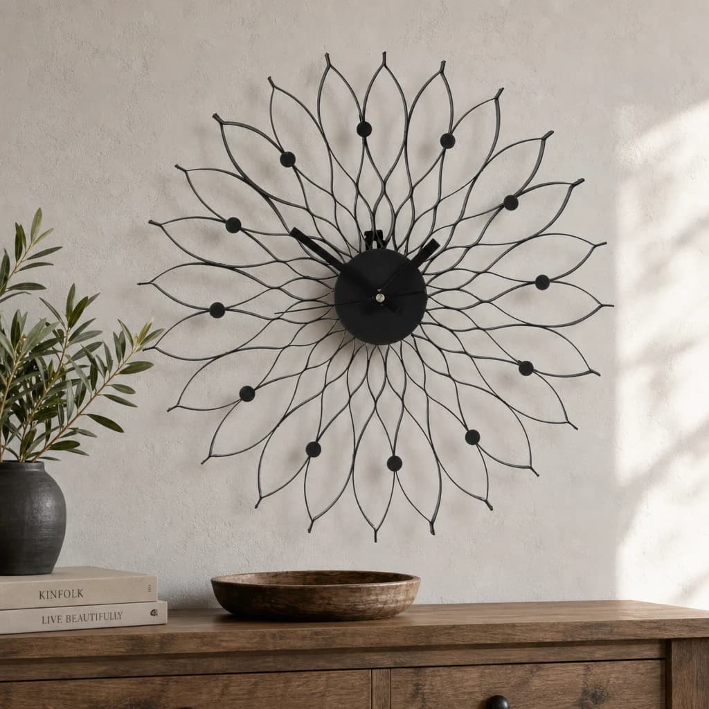 Styro Black Metal Clock - Decorative, photo 1 of 2