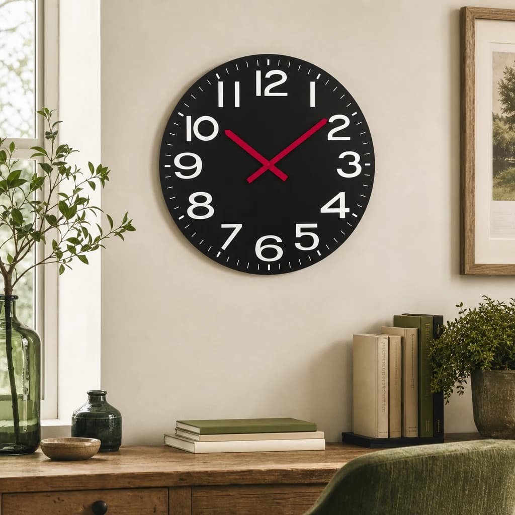 Rosston 58cm Dia Black Wall Clock - Decorative, photo 1 of 2