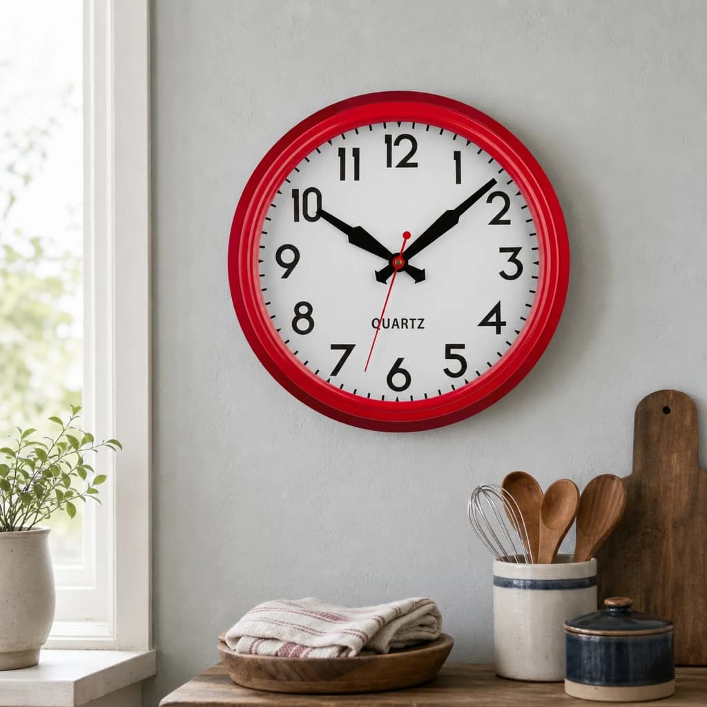 Trapani Red Metal Lined Rim Wall Clock - Decorative, photo 1 of 2