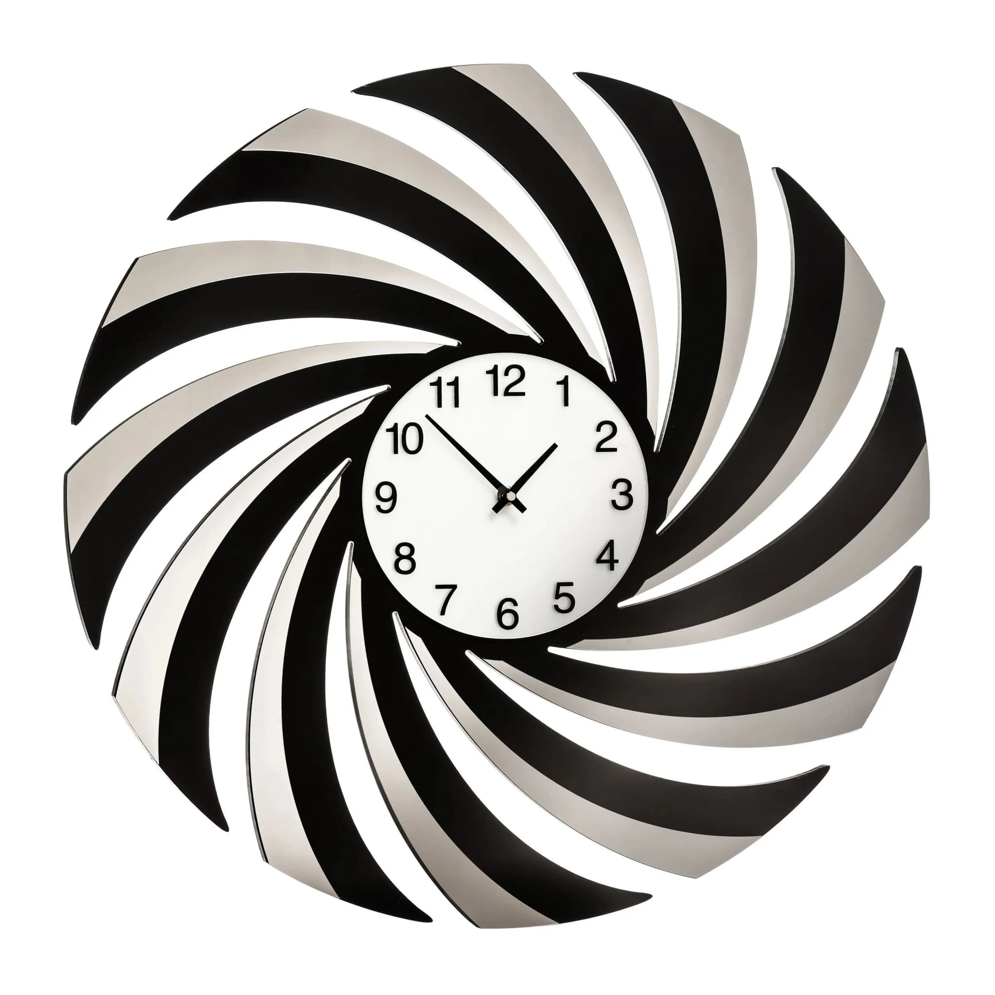 Vole 60cm Dia Black Mirrored Wall Clock - Decorative, photo 2 of 2