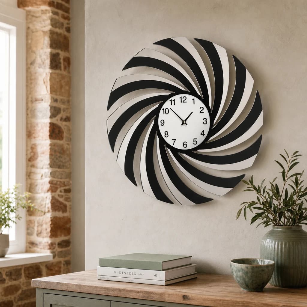 Vole 60cm Dia Black Mirrored Wall Clock - Decorative, photo 1 of 2