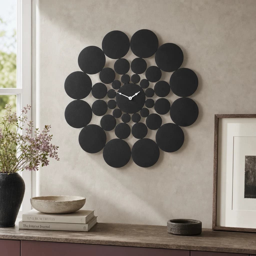 Datsun 51cm Dia Black Discs Design Wall Clock - Decorative, photo 1 of 2