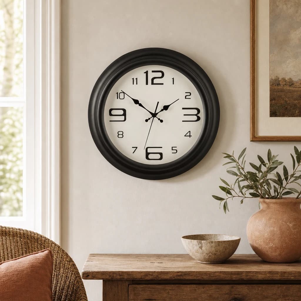 Myers 44cm Dia Matt Black Metal Wall Clock - Decorative, photo 1 of 2