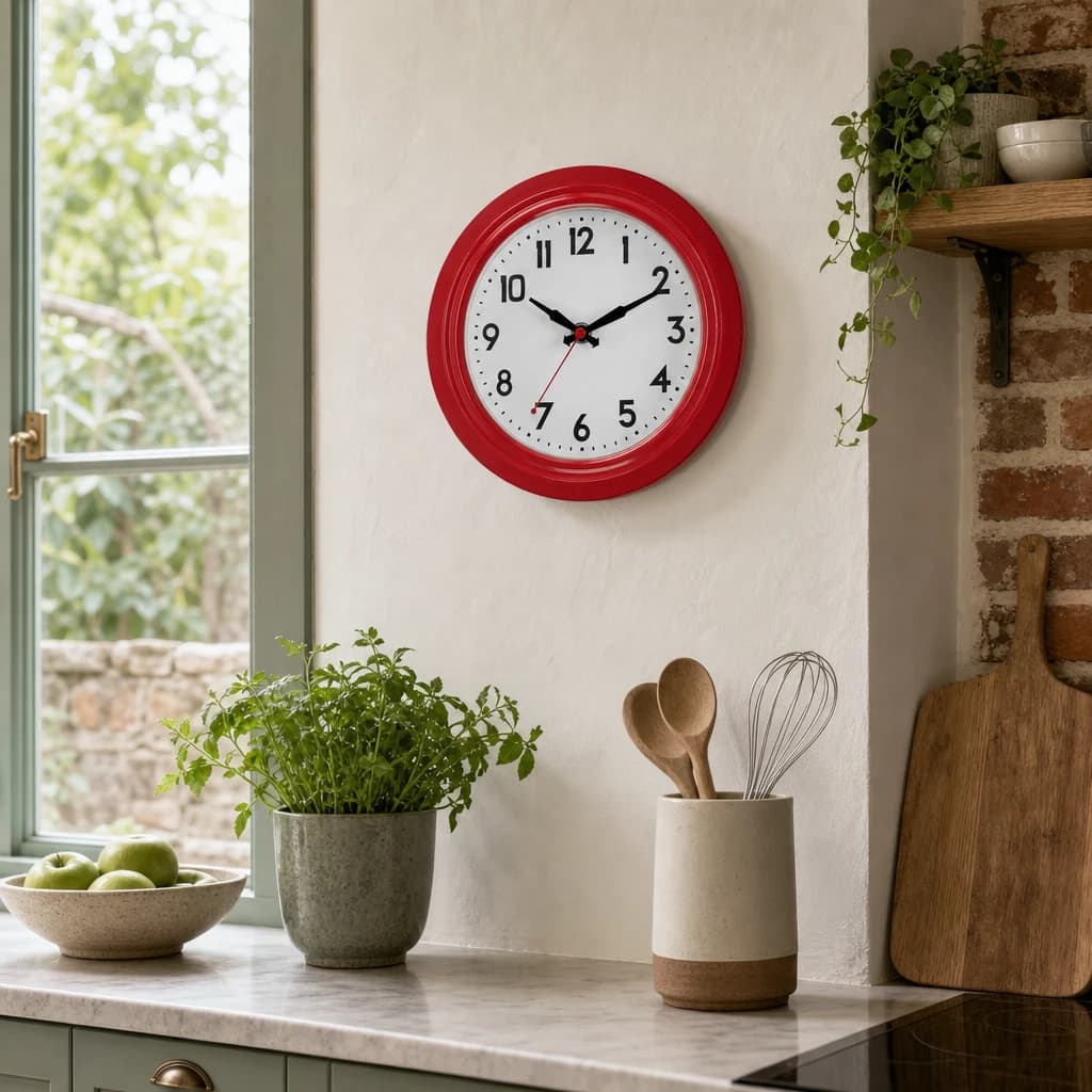 Maddox Red Metal Wall Clock - Decorative, photo 1 of 3