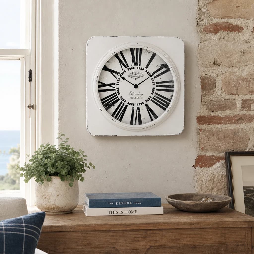 Cheston White Antique Finish Wall Clock - Decorative, photo 1 of 4