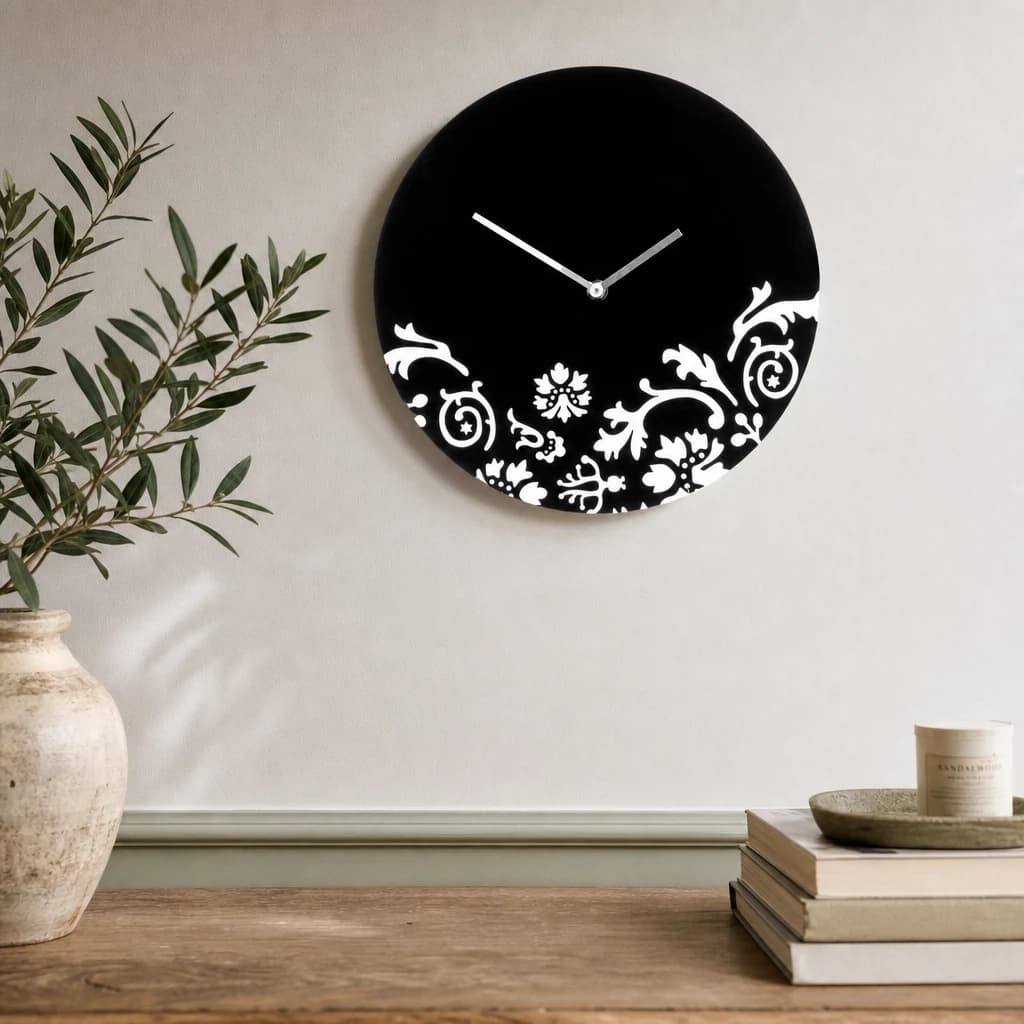 Issak 30cm Dia Black Wall Clock - Decorative, photo 1 of 2