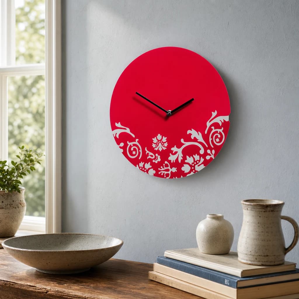 Issak 30cm Dia Red Wall Clock - Decorative, photo 1 of 2