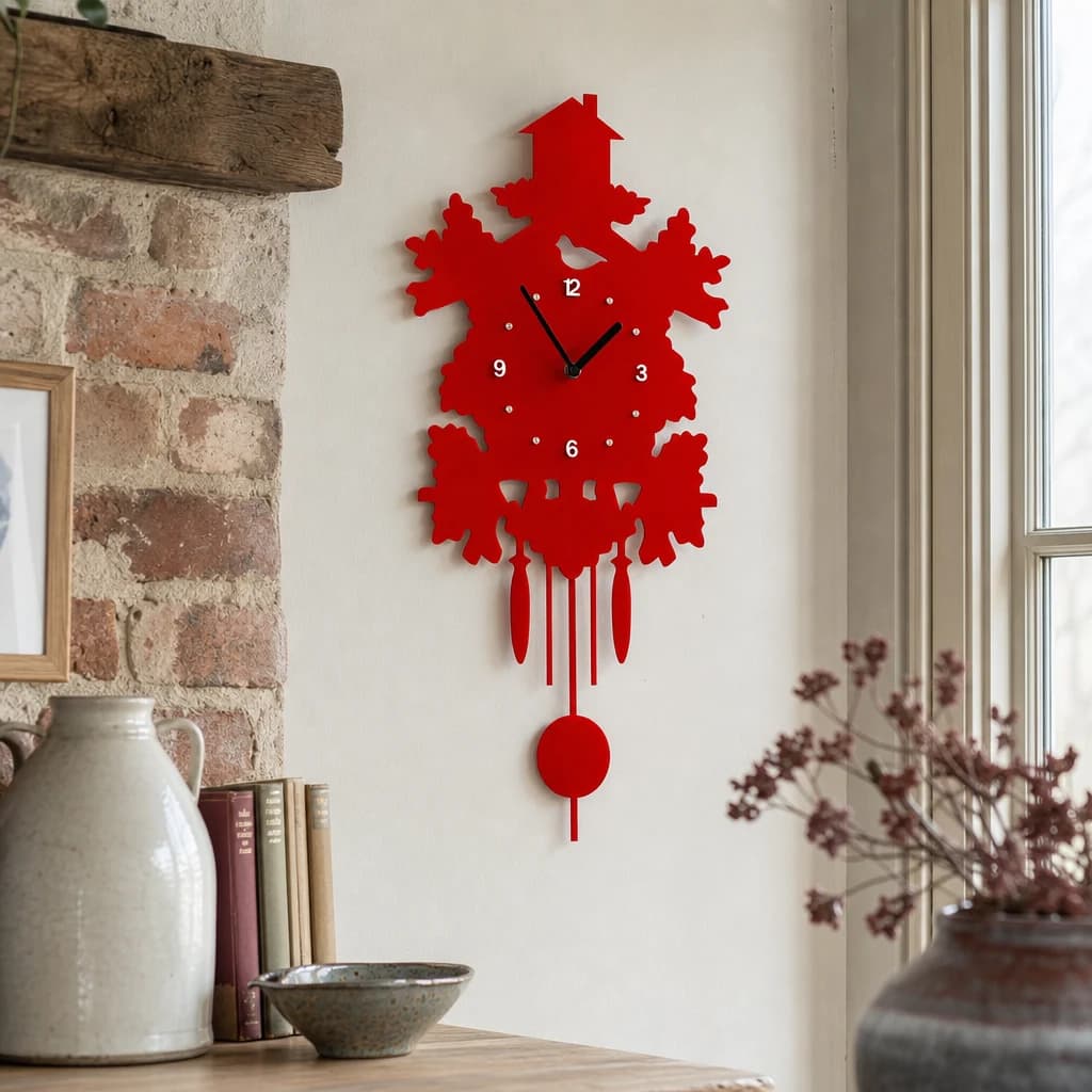 Heron Red Acrylic Pendulum Wall Clock - Decorative, photo 1 of 2