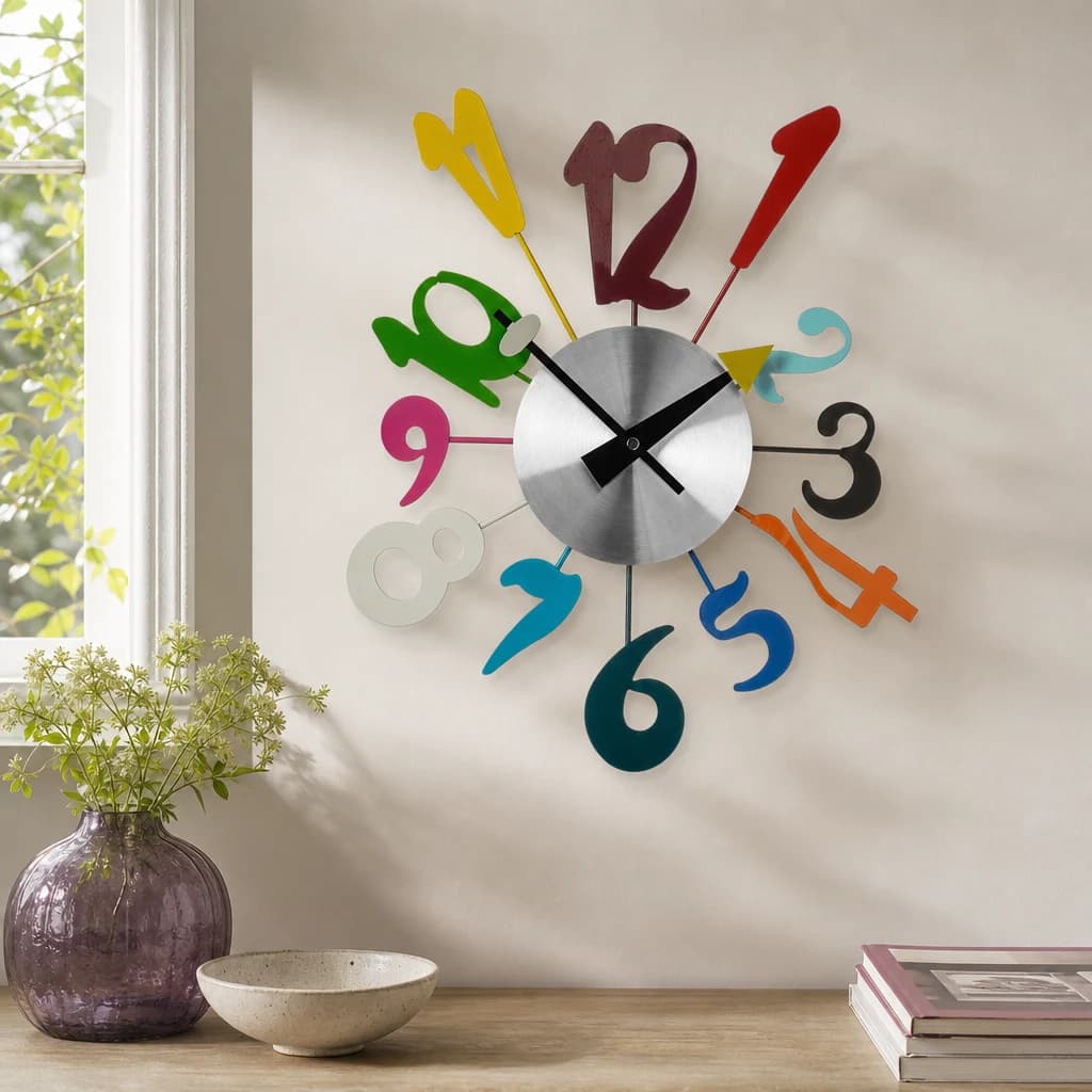 Franci Multi Colour Funky Numbers Wall Clock - Decorative, photo 1 of 4