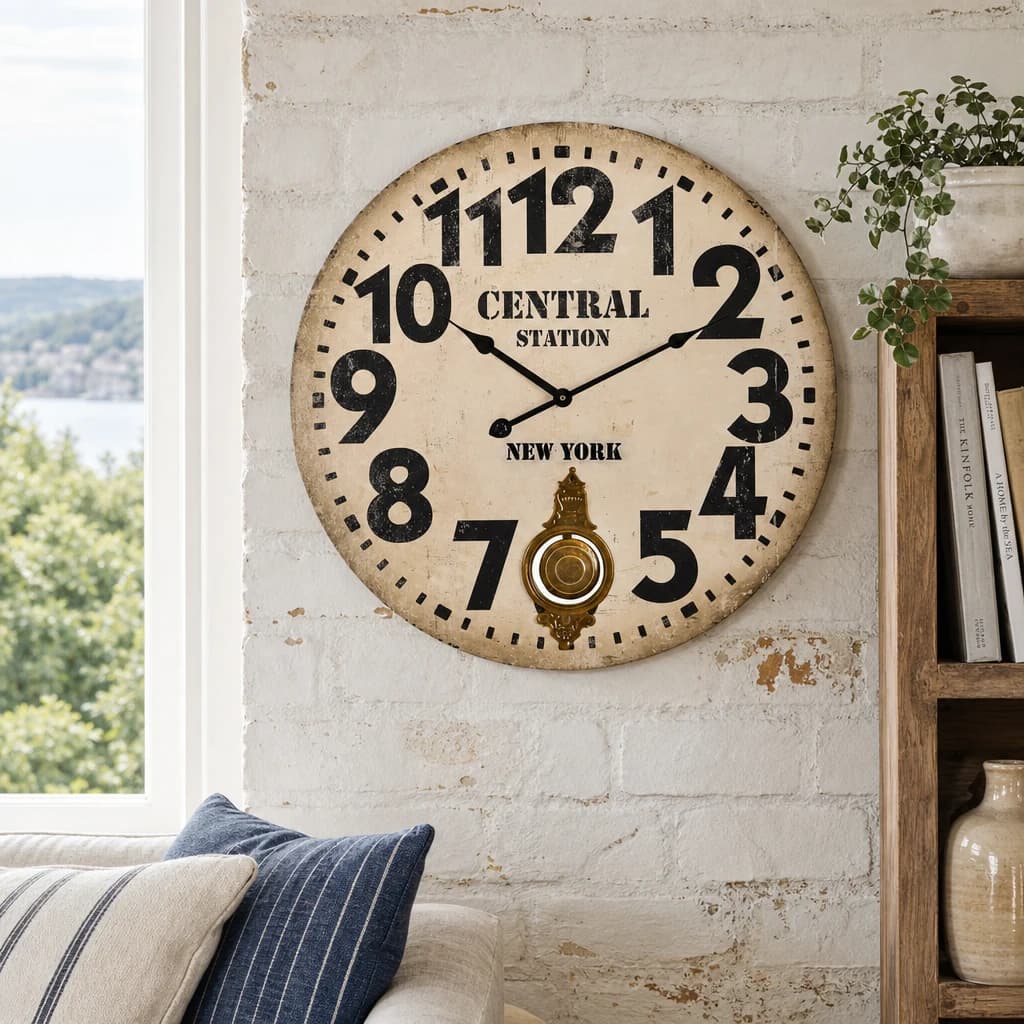 Crawley 58cm Dia Vintage Style Wall Clock - Decorative, photo 1 of 3