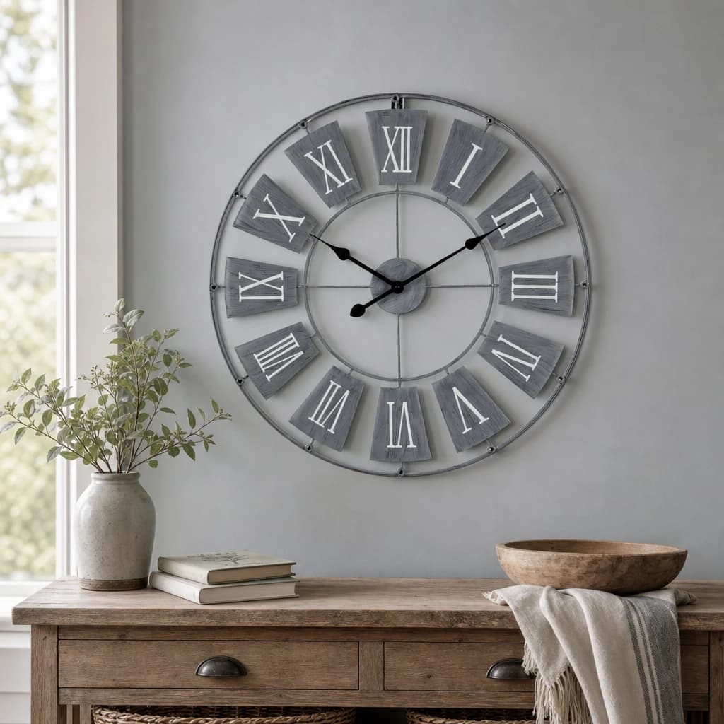 Vitus 70cm Dia Grey Metal Small Wall Clock - Decorative, photo 1 of 2